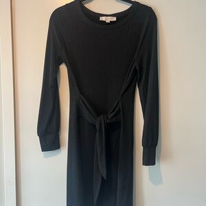 LOFT Black Long Sweatshirt Sleeve Dress